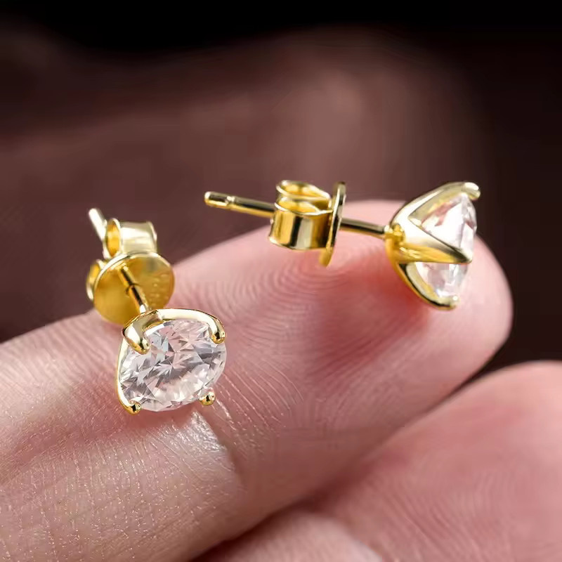 OXTAO Ohrstecker Moissanit, 14 Karat Gold gefüllt, Damen - Bild 3