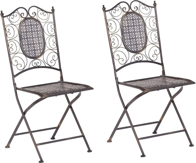 Beliani Gartenstuhl aus Metall in Schwarz und Gold im Retro-Design mit geometrischem Muster, B/T/H: 60 x 40 x 93 cm - Bild 1