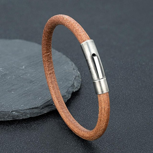 Armband Rindsleder, Edelstahl, braun, 17cm, Unisex - Bild 1