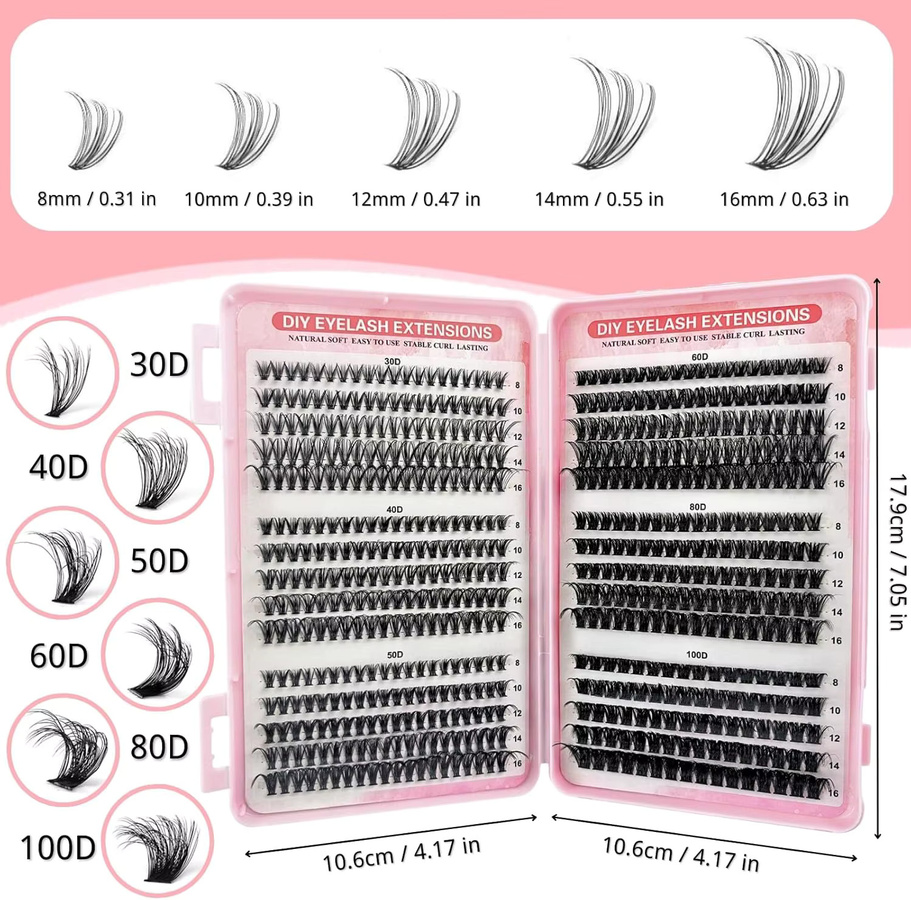 ORREUI Wimpernverlängerungen Einzelwimpern, 30-100D, C-Curl, Hybrid - Bild 2