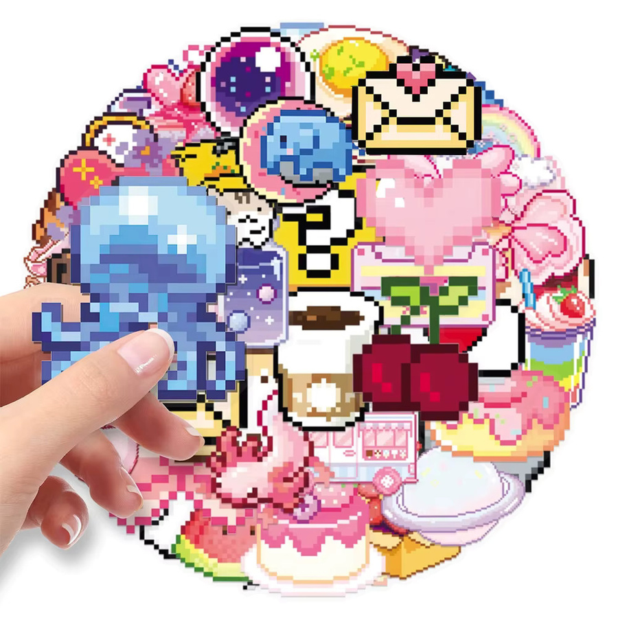 Kpustyle Cartoon Pixel Aufkleber Set in Multicolour für Laptop, Telefon und Scrapbooking - Bild 2