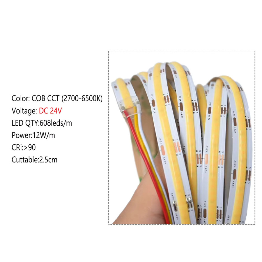 CENFAYA COB CCT LED Streifen Set 24V mit Touch Panel und Fernbedienung, dimmbar, dual Weiß 2700K-6500K - Bild 4