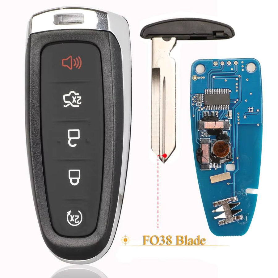 Jingyuqin Smart-Fernbedienungsschlüssel M3N5WY8609 mit 5 Tasten, 315MHz, ID46 4D63 Chip für Ford Edge Escape Keyless Go, Farbe: Schwarz - Bild 2
