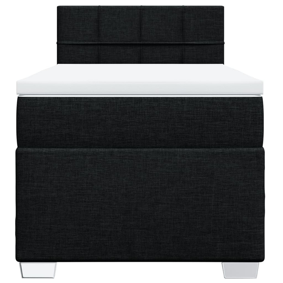 vidaXL Boxspringbett mit Matratze aus Stoff in Schwarz, B/T/H: 90 x 200 x 100,5 cm - Bild 4