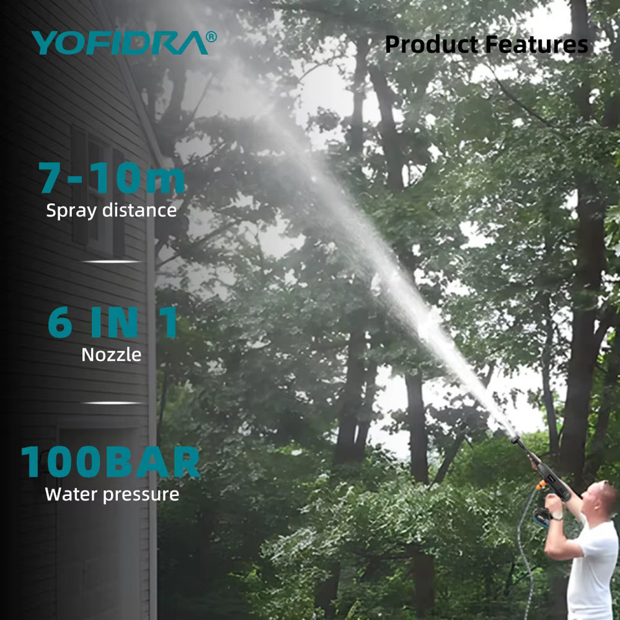 YOFIDRA Hochdruck Auto Waschmaschine Pistole mit 22L Wassertank und 100 Bar für Makita 18V Akku - Bild 4