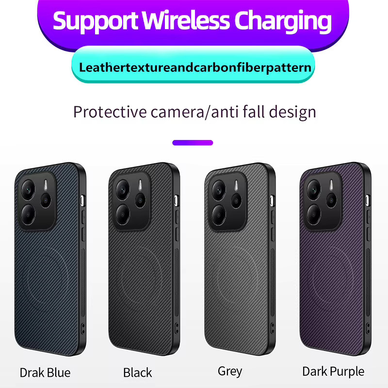 Magnetische Business Schutzhülle aus Carbon Faser Textur und PU-Leder für Xiaomi Redmi Note 13, Note 14 Pro +, Note 13C und Redmi A3 in Schwarz - Bild 6