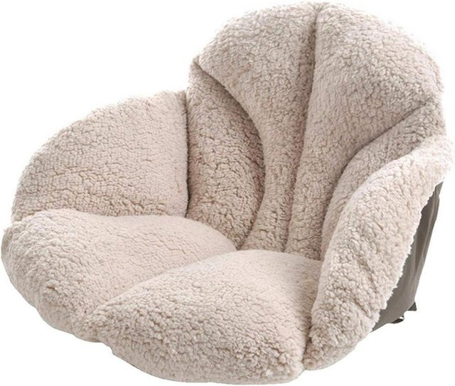 Rundes Lamm-Samtkissen in Weiß für Kinder und Sofa als weiche Sitzmatte und Dekoration - Bild 1