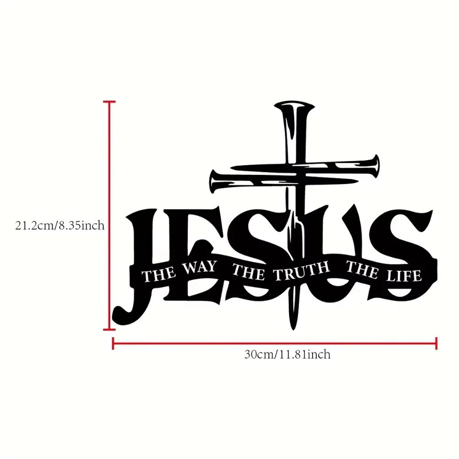 Religiöse Jesus Kreuz Wandkunst aus Metall in Schwarz mit Schrift als modernes Deko-Ornament von CIFBUY - Bild 2