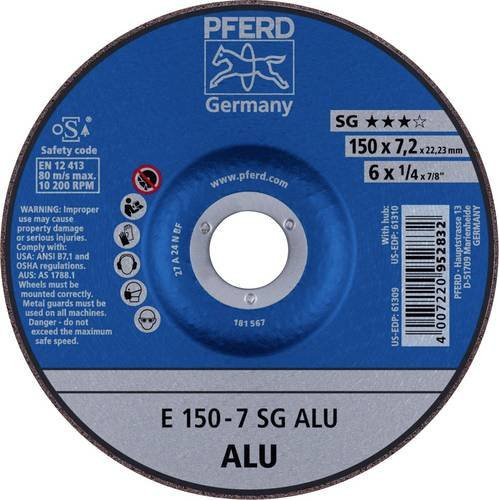 PFERD Schruppscheibe SG ALU Leistungslinie Blau, Durchmesser: 150 mm, Bohrungs-Ø: 22,23 mm, 10 Stück - Bild 1