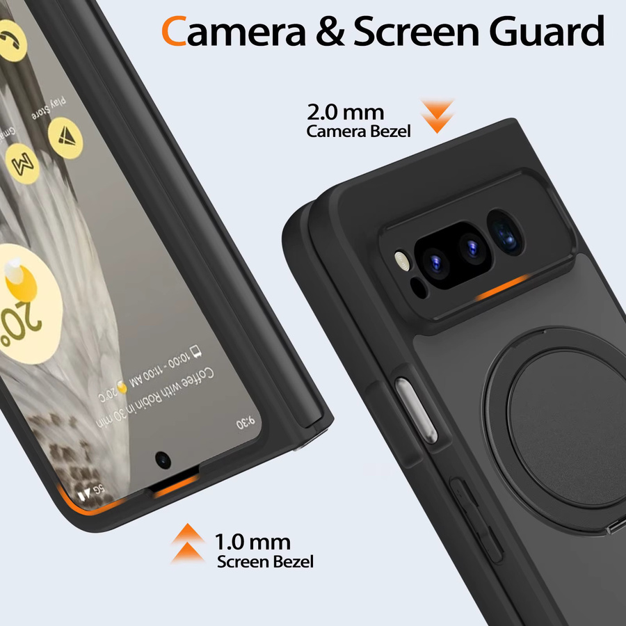 Magnetische Google Pixel Fold Hülle mit Ständer in Schwarz, matte und stoßfeste ultradünne Handyhülle - Bild 1