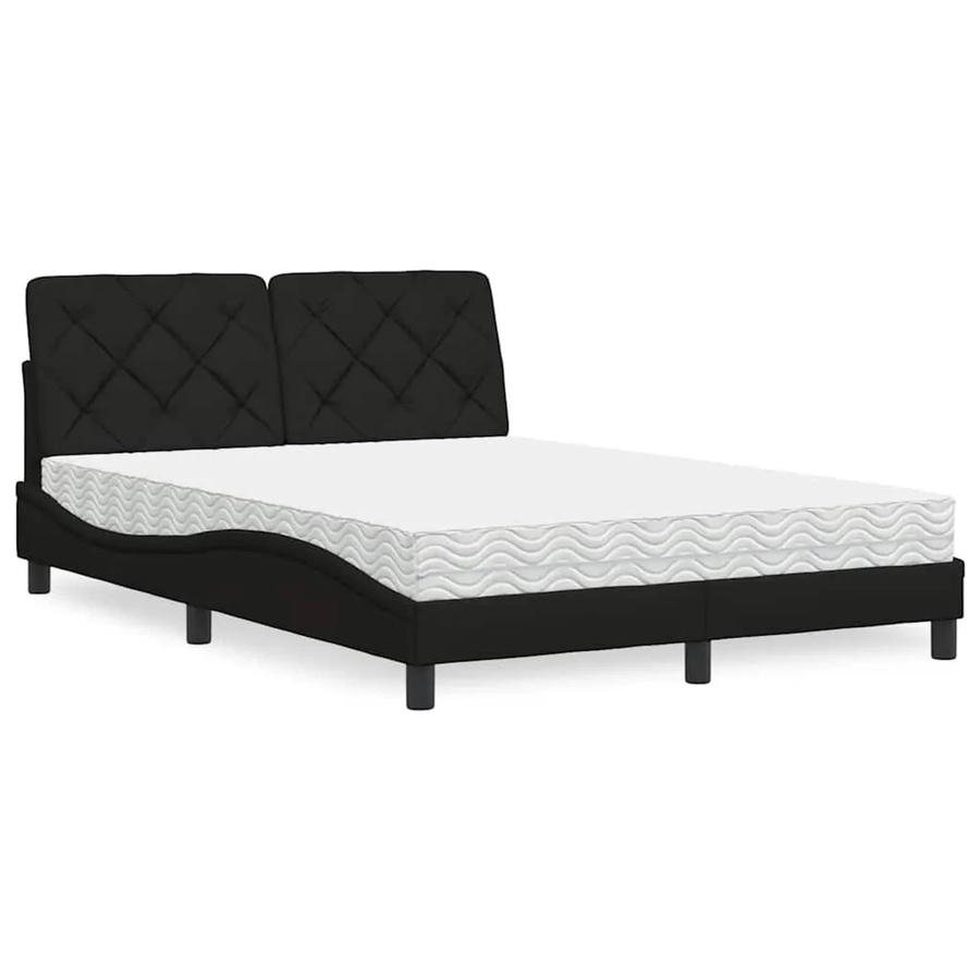 vidaXL Bett mit Matratze in Schwarz und Weiß aus Stoff und Polsterrahmen B/T/H: 140 x 200 x 145 cm - Bild 2