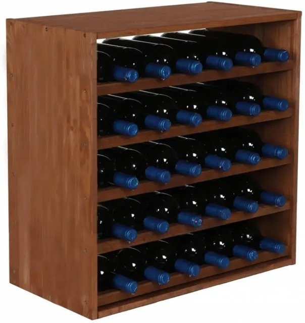 PROREGAL Modulares Weinregal Vincellar Mod aus massivem Kiefernholz, Braun geölt, H x B x T: 60 x 60 x 30 cm, Platz für 30 Flaschen - Bild 1