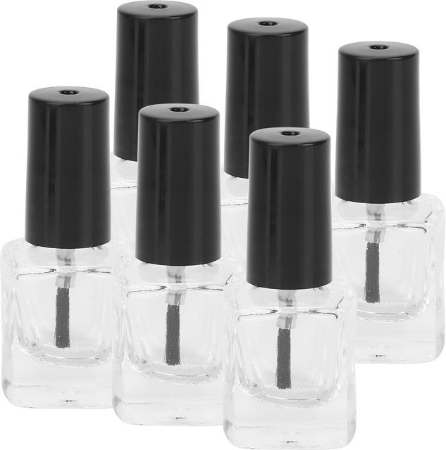 Koogeelife Nagellack-Glasflaschen mit Pinselkappen, 6 Stück, Klar - Bild 1