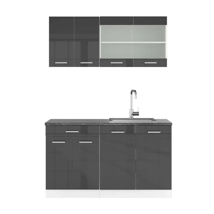 Vicco R-Line Singleküche modern in Anthrazit Hochglanz und Weiß, Breite: 140 cm - Bild 2