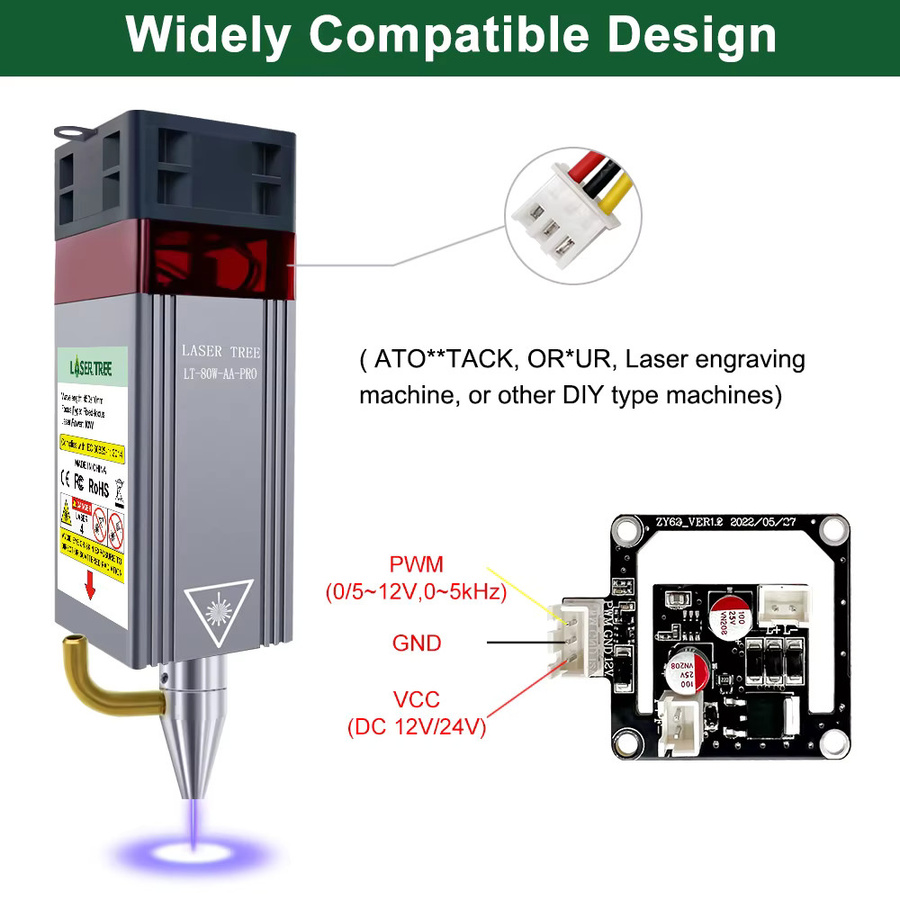 LASER TREE Lasermodul mit 10 W optischer Leistung, fester Fokus und Luftunterstützung für CNC-Lasergravierer zum Schneiden von Holz - Bild 5