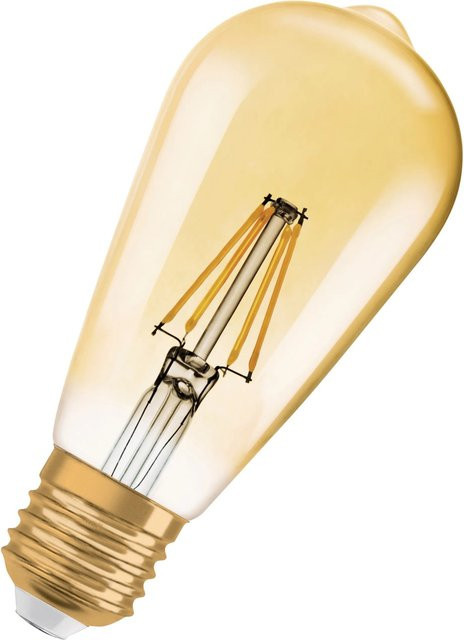 Osram LED-Leuchtmittel ST64 E27, 2,5 W, Extrawarmweiß, Transparent/Gold, Höhe: 14,3 cm, Durchmesser: 6,4 cm - Bild 1