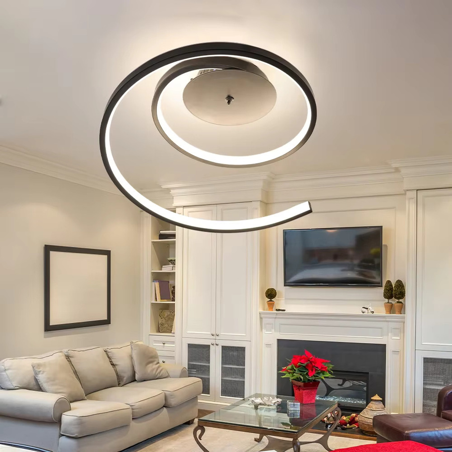 JOYINLED LED-Deckenleuchte im Ring-Design, minimalistische Deckenlampe aus Metall für Wohnzimmer, Esszimmer und Schlafzimmer, Schwarz und Weiß - Bild 2