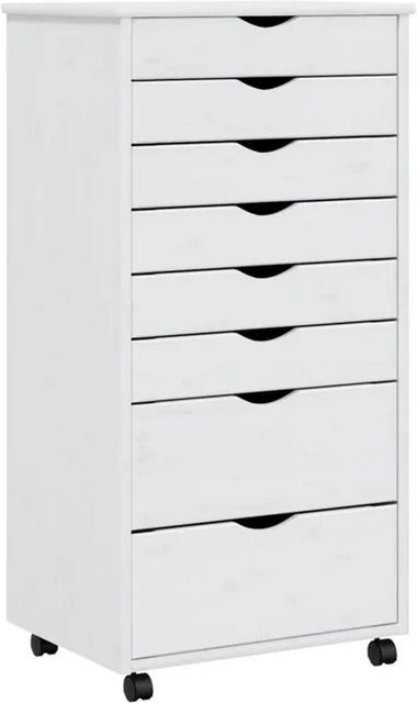vidaXL Rollschrank Moss aus Massivholz Kiefer mit Schubladen in Weiß, B/T/H: 80 x 39 x 103 cm - Bild 1