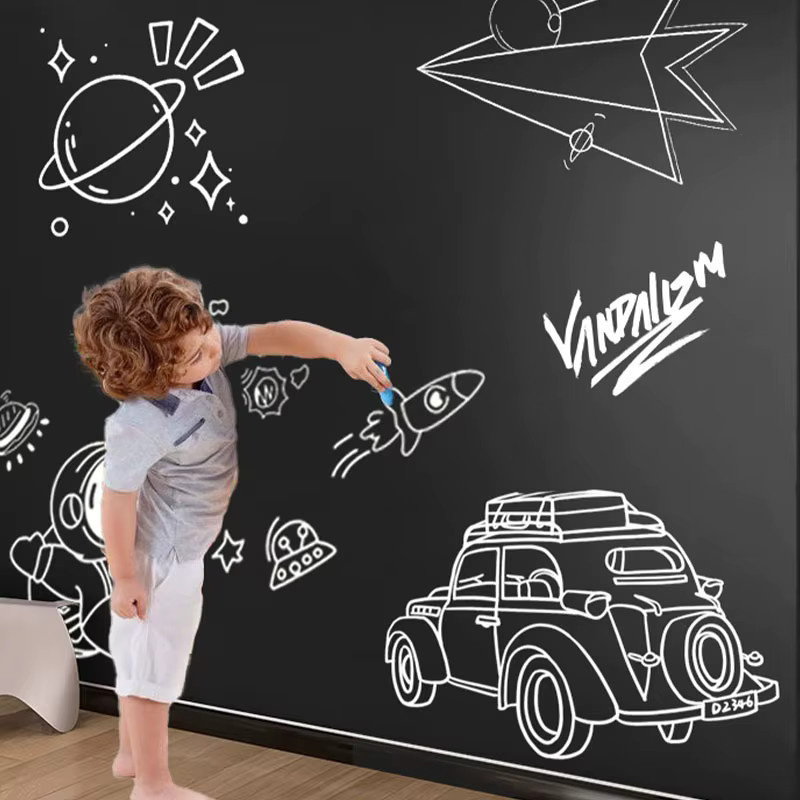 Abnehmbare Tafel-Hafttapete für Kinderzeichnungen in Schwarz/Grün, Breite: 45 cm - Bild 4