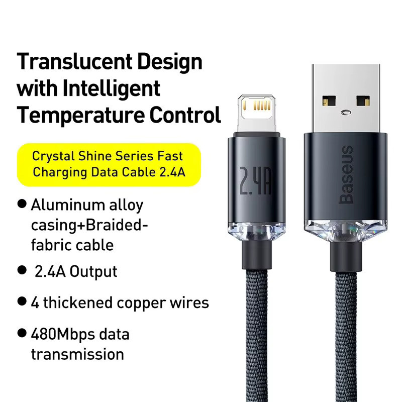 Baseus USB-A auf Lightning Kabel für iPhone und iPad zum schnellen Laden und Datentransfer in Schwarz oder Lila - Bild 4