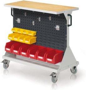 Kappes RasterMobil Gr. 2 Rollbarer Werkstattwagen mit Arbeitsplatte und Schloss, RAL 7035/7016, Höhe: 93 cm - Bild 1