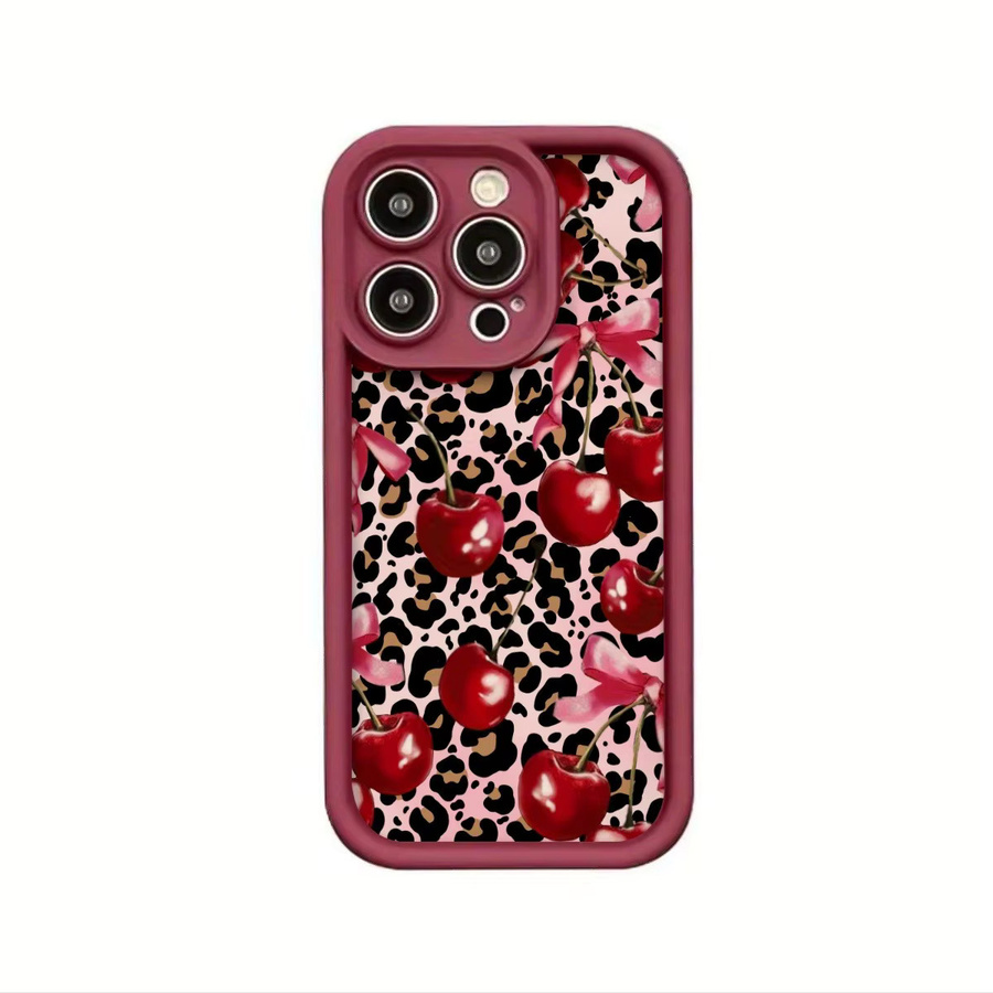 High-Edge-TPU-Anti-Drop-Handyhülle mit Leopardenmuster, Schleife und Kirschmuster in Multicolor für iPhone 11 bis iPhone 17 Pro Max Serien - Bild 3