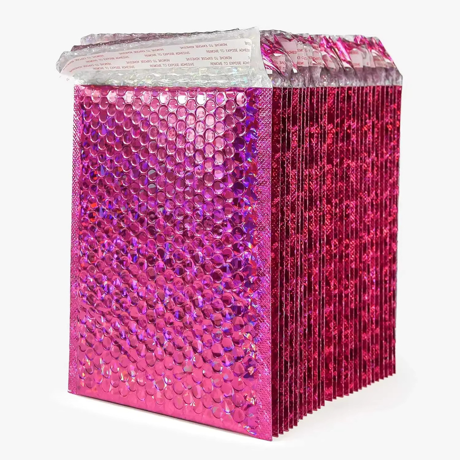 50 Stück Holographische Blasenumschläge in Rosa mit Selbstklebeverschluss für professionelle Lieferungen aus Kunststoff - Bild 6