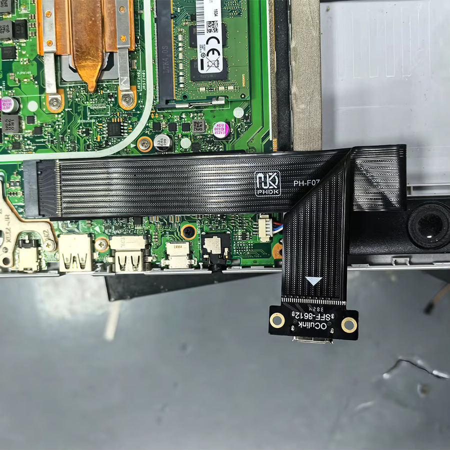 ALLOET M.2 NVMe PCIe 4.0 zu Oculink SFF-8611 SFF-8612 Buchsenkabel Verlängerungskabel in Schwarz für Gaming-PCs - Bild 3
