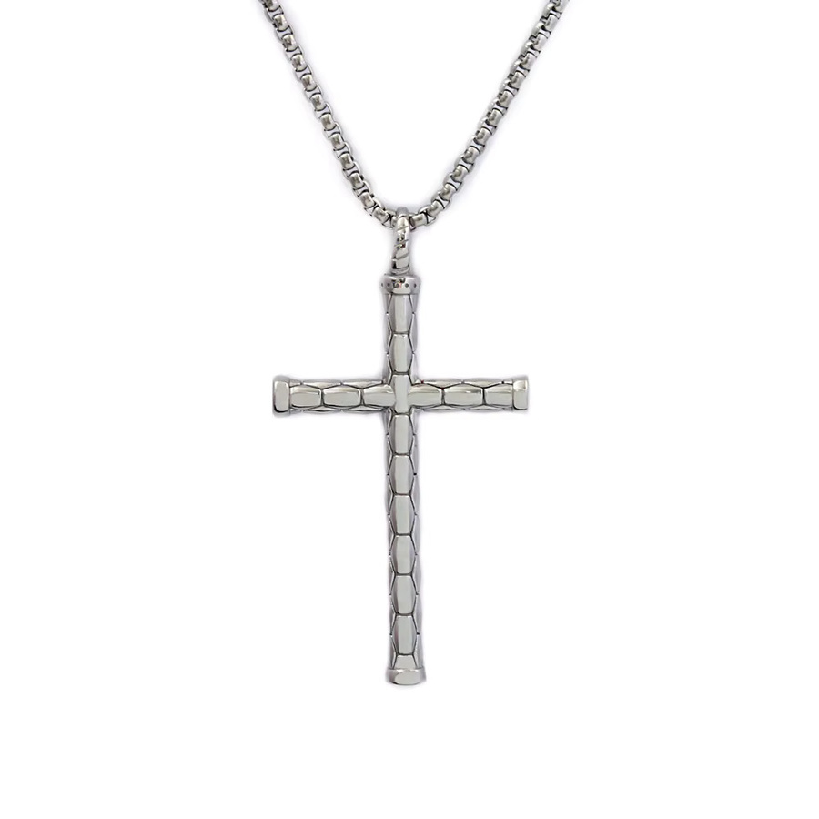 NORTHMAN Halskette mit Kreuz Anhänger, Edelstahl, Silber, Unisex - Bild 3