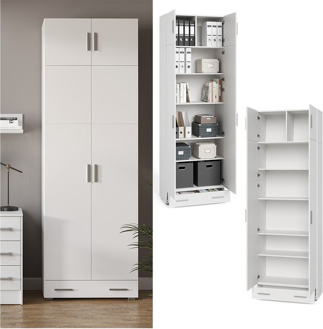 Vicco Ingo Mehrzweckschrank als Aktenschrank und Büroschrank in Weiß mit Schubladen und Melaminharzbeschichtung - Bild 1