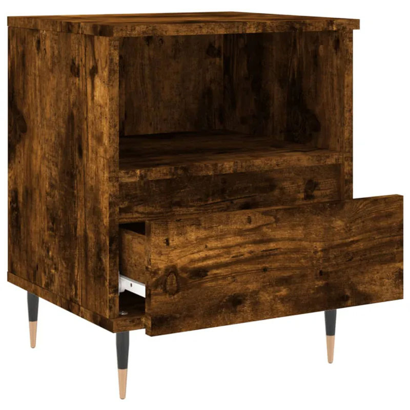 Vidaxl Nachttische 2er Set in Räuchereiche Braun im Industrial Design aus Holzwerkstoff und Metall, B/T/H: 40 x 35 x 50 cm - Bild 7