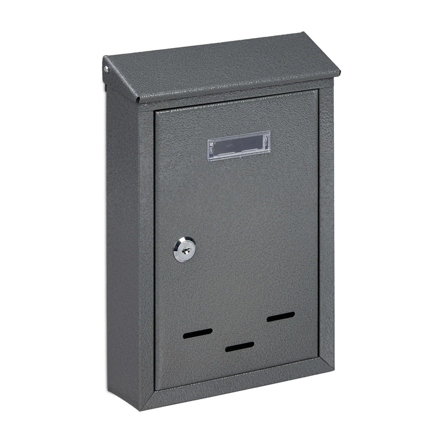 Abschließbarer Briefkasten aus Eisen von Relaxdays in Grau mit Namensschild, B/H/T: 30,5 x 21 x 7 cm - Bild 2