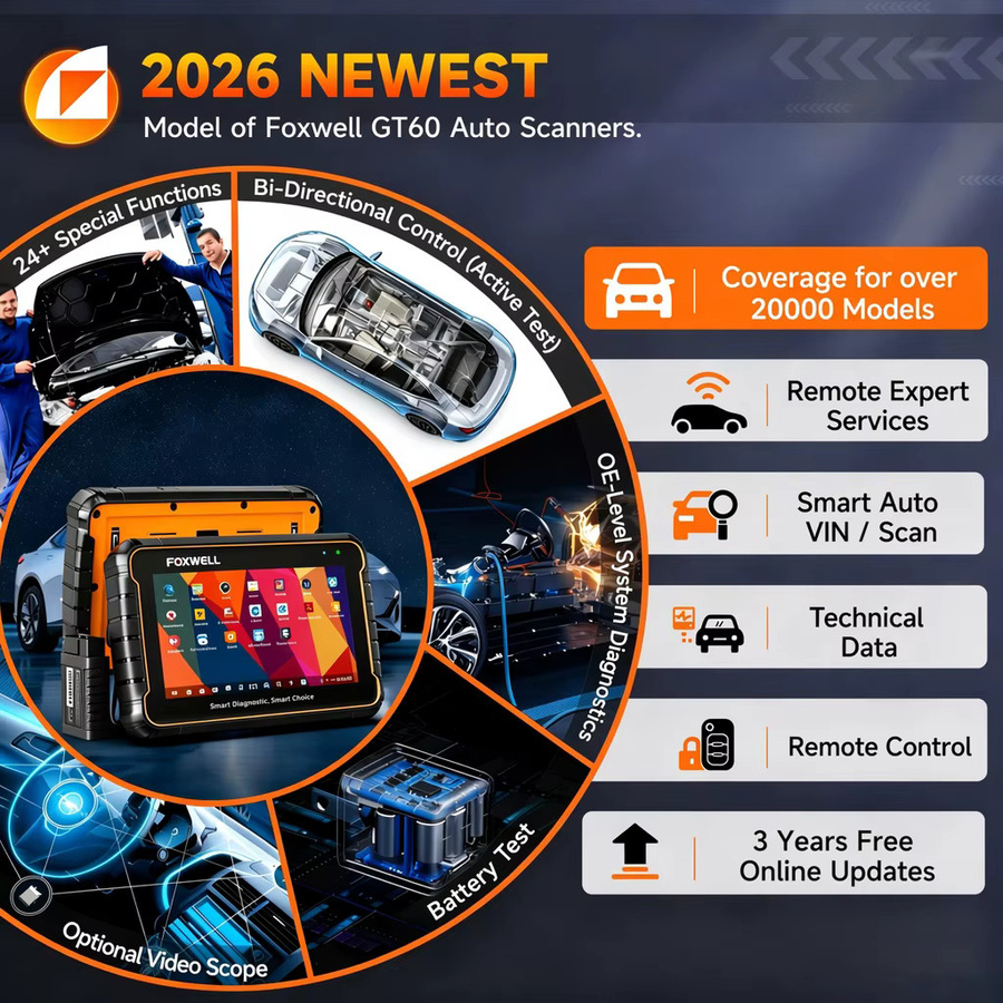 FOXWELL GT60 BMW OBD2 Scanner mit Vollsystem-Diagnose, bidirektionaler Steuerung und ECU-Codierung, 7 Zoll Android-Tablet, Schwarz - Bild 4