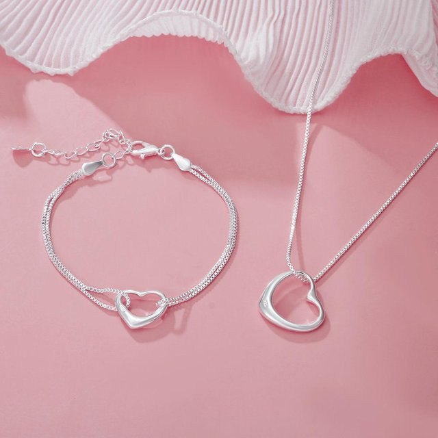 Wucifang Jewelry Schmuck-Set, 925 Silber, Herz, Damen - Bild 1