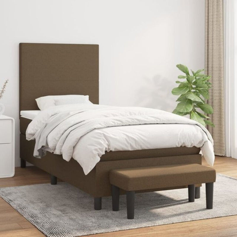 vidaxl Boxspringbett mit Matratze in Braun aus Stoff, B/T/H: 80 x 200 x 128 cm - Bild 1