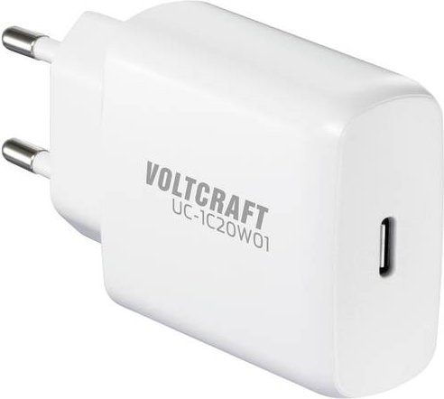 Voltcraft UC-1C20W01 USB-Ladegerät 20W mit USB-C Fast Charge und USB PD 3.0 GaN Technologie in Weiß - Bild 1