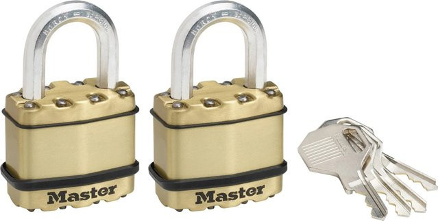 Master Lock Vorhängeschloss Excell M1BEURT aus laminiertem Messing in Gold, 2er Pack - Bild 1