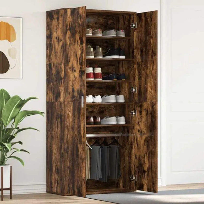 Vidaxl Schuhschrank mit Drehtüren in Braun aus Holzwerkstoff, B/T/H: 80 x 39 x 180 cm - Bild 1