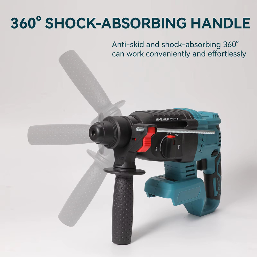 TKKEACE Kabelloser 4-in-1 Bohrhammer mit Akku und Ladegerät in Blau für Beton, Holz und Metall - Bild 7