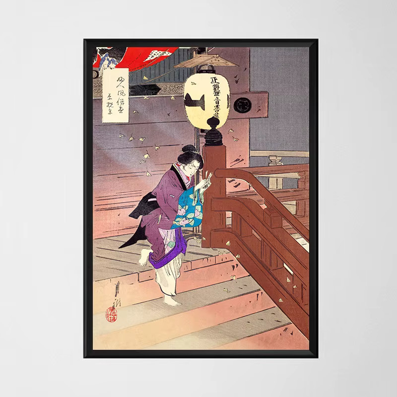 Potdemiel Leinwandbild im Ukiyo-e Stil mit japanischer Landschaft und traditioneller Kunst in Mehrfarbig - Bild 2
