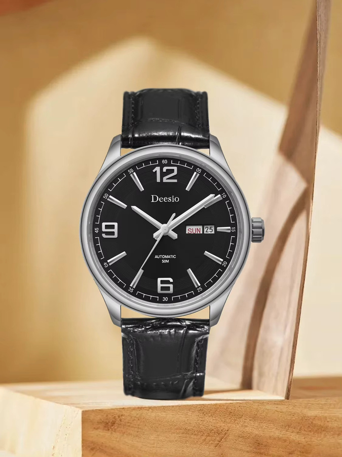 Deesio Armbanduhr Automatik, Edelstahl, Leder, Herren - Bild 6