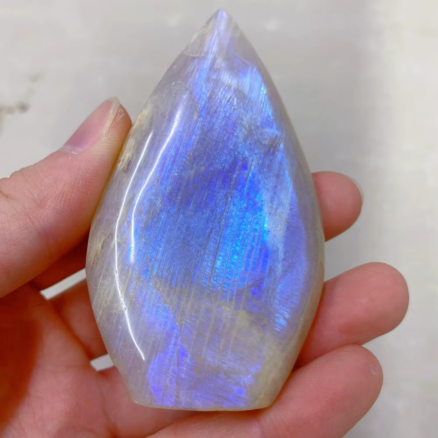 Blauer Mondstein Tropfen als Schmuckstein von CrystalHola für die Schmuckherstellung und als Deko-Ornament - Bild 4