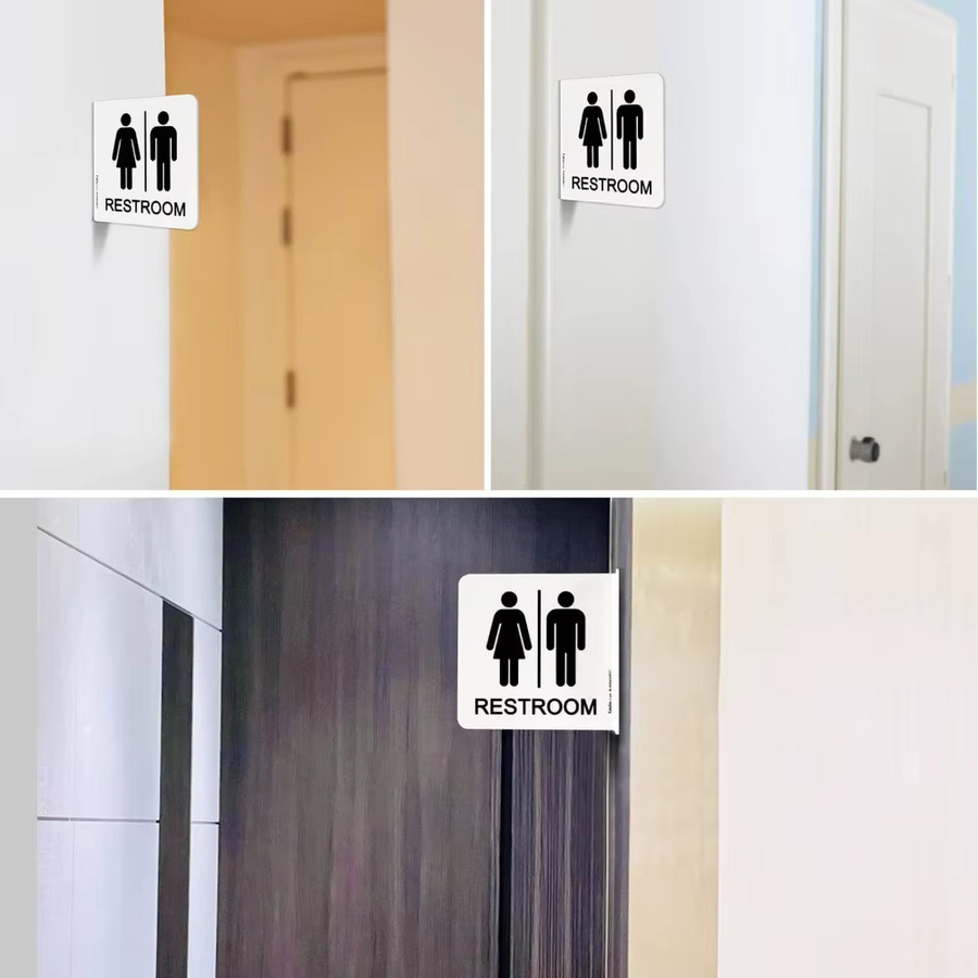 Faittoo Toilettenschild für Badezimmer und Büro, Unisex, Weiß, B/H: 15,2 x 15,2 cm - Bild 3