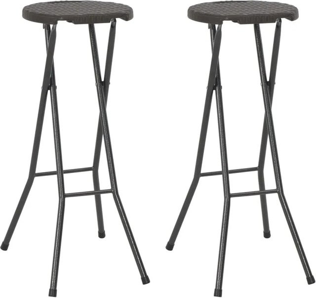 vidaXL Set 2 Klappbare Barhocker in Braun mit Rattanoptik aus HDPE und Stahl - Bild 1