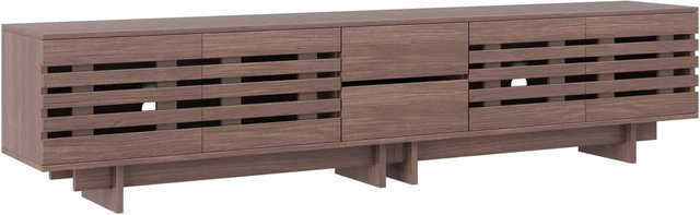 Merax TV-Lowboard modern in Walnuss mit 4 Türen, B/T/H: 200 x 39,5 x 55 cm - Bild 1