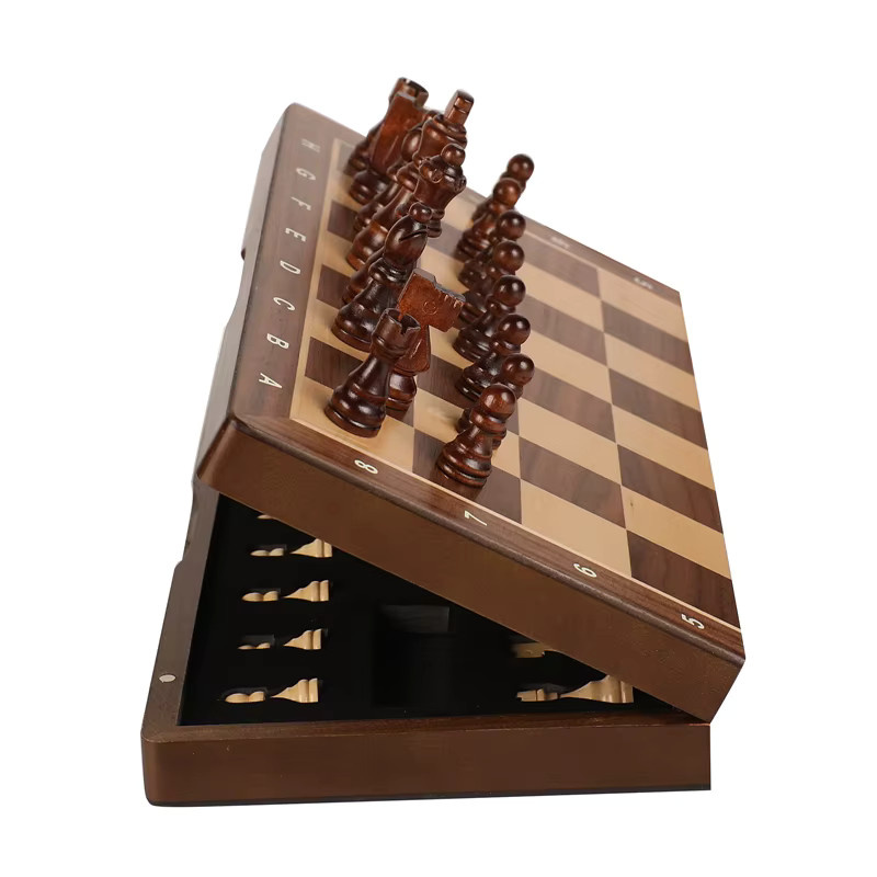 Yernea Magnetisches Holzbrett, 2-in-1-Damenspiel-Set, faltbares Brettspiel - Bild 3