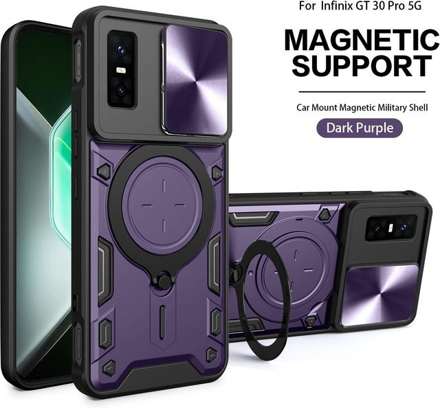 Robuste Schutzhülle für Infinix GT 30 Pro 5G mit Ringständer und Linsenschutz in Purple - Bild 1