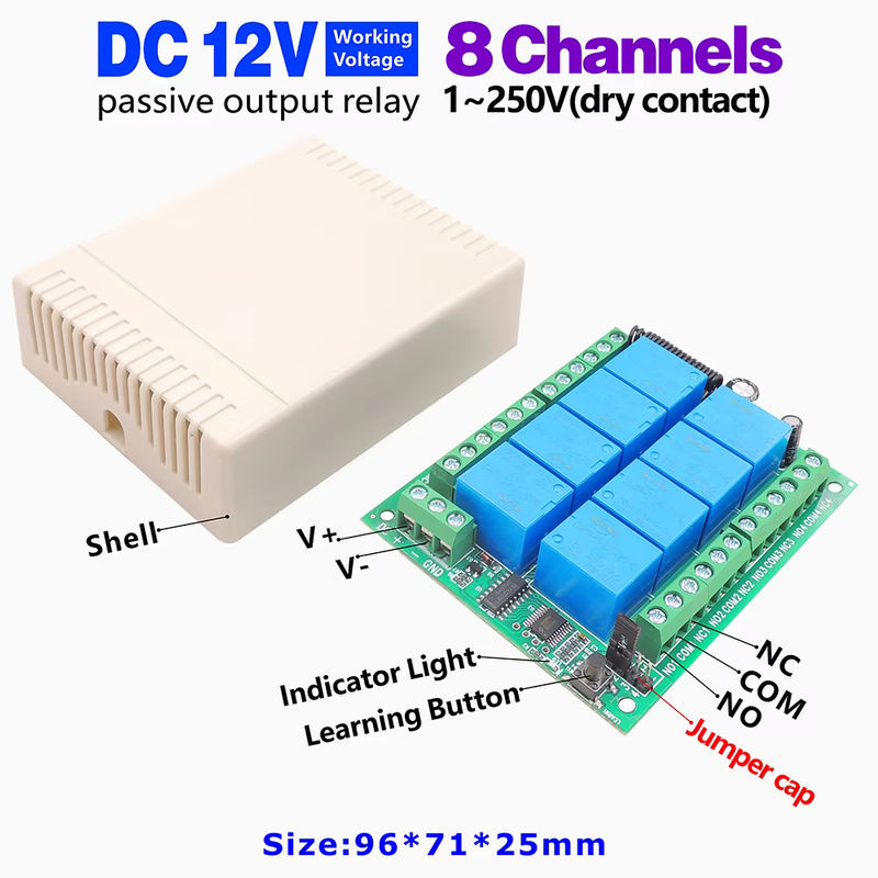 SLMPLEFUN Universeller drahtloser RF 433 MHz 8 Kanal Relaisempfänger mit 500 m Sender in Weiß, DC 12 V 10 A für Garagentor-Motoren und Lampen - Bild 5