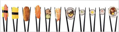 mySPOTTI Küchenrückwand Sushi aus Aluverbund in Weiß und Multicolour, Breite: 220 cm, Höhe: 60 cm - Bild 1