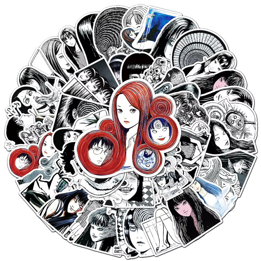 Bandai Junji Ito Tomie Kawakami Aufkleber, Schwarz-Weiß, Cartoon-Sticker - Bild 2